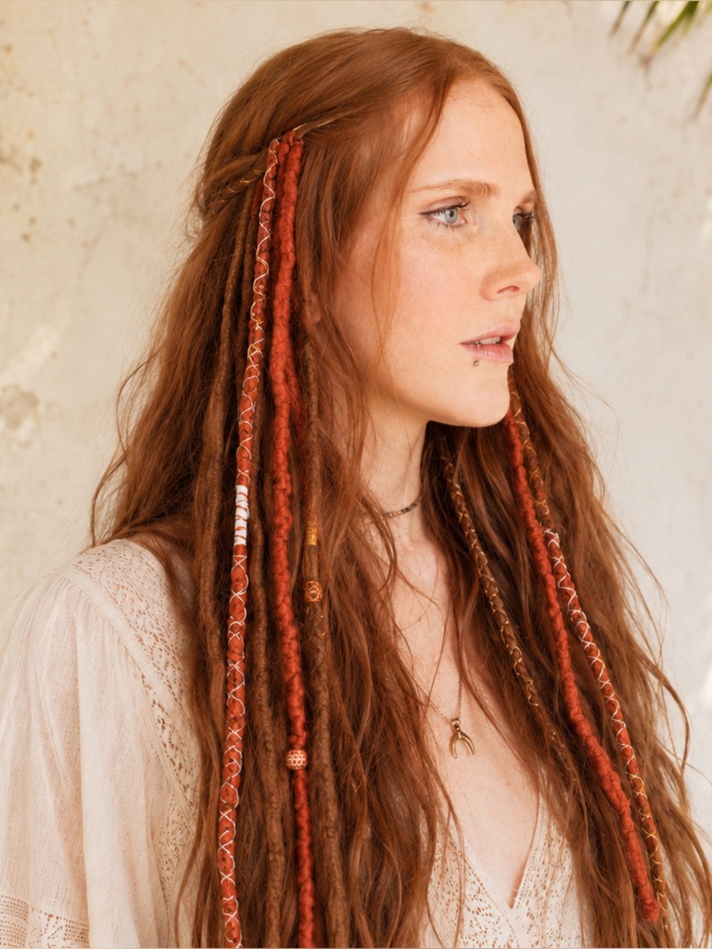 Ginger Orange Merino Wool Clip In Dreadlocks Locs Extensions Handmade